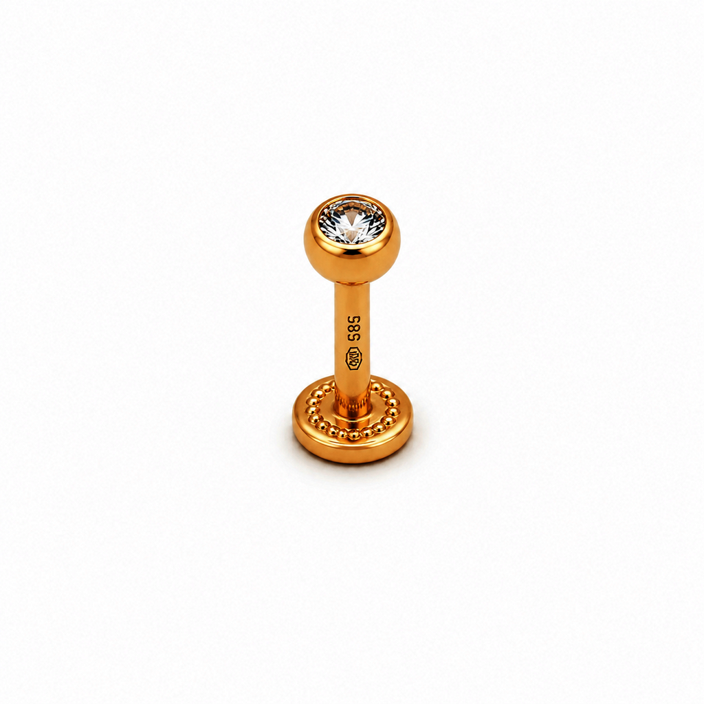 Žluté zlato náušnice HELIX zirkon 3,3mm